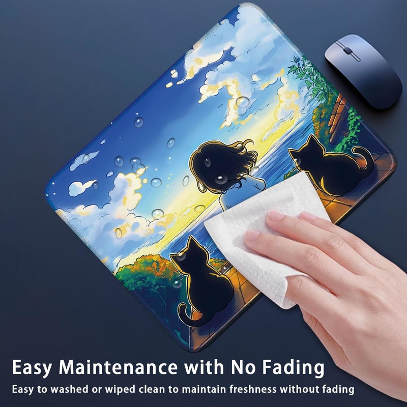 Flodirise وسادة ماوس غير قابلة للانزلاق وسادة ألعاب ماوس صغيرة للكمبيوتر، لابتوب، لاعب، نمط قطة، 8x10 بوصة - Image 5